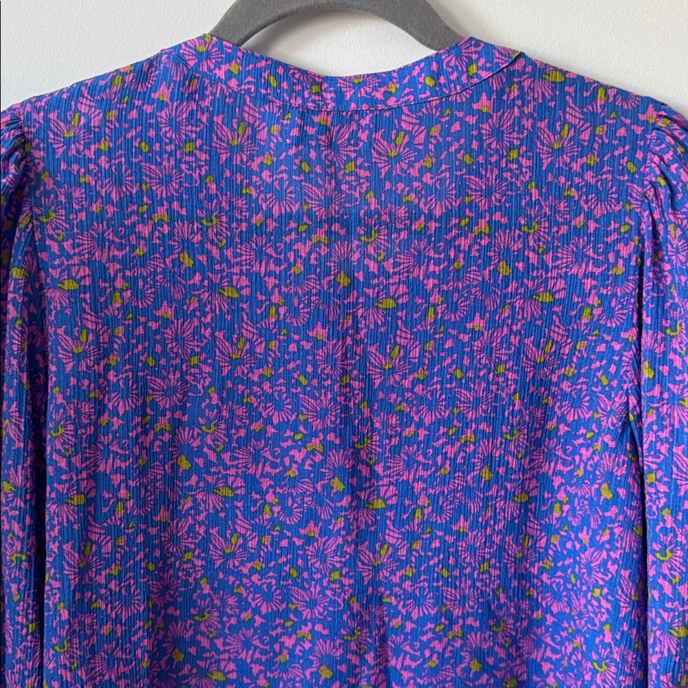 Tanya Taylor Silk Floral Blouse Size 6 - Picture 7 of 8